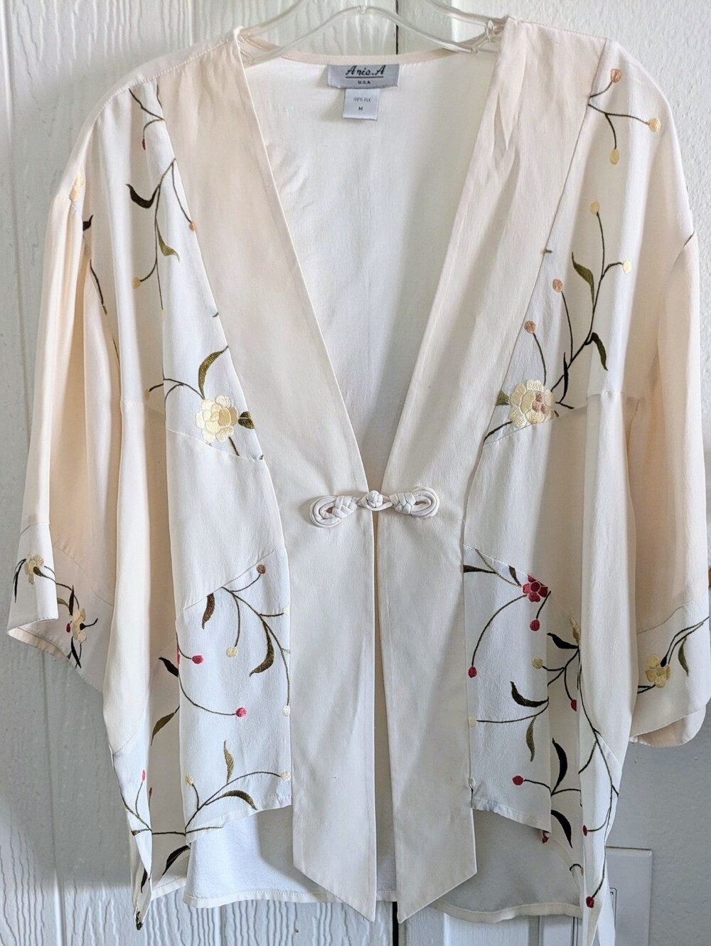 Women's Silk Jacket - Cream – Vintage Asian Kimono Jacket Chinese Cream Embroi